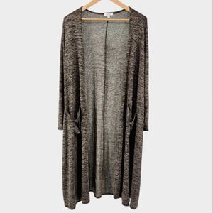 LuLaRoe Sara Duster Cardigan Two-tone Lightweight 3/4 Sleeves Brown XL